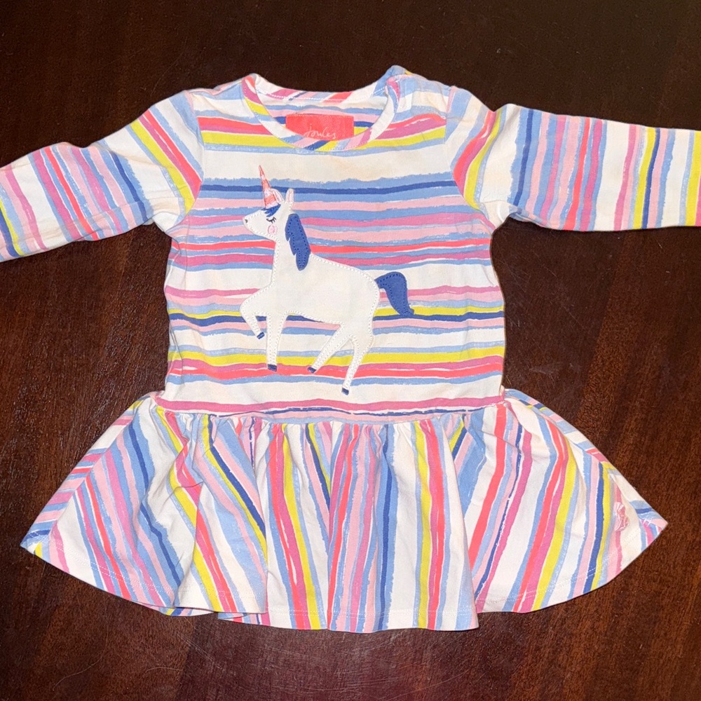 Joules Multicolor Striped Unicorn Dress